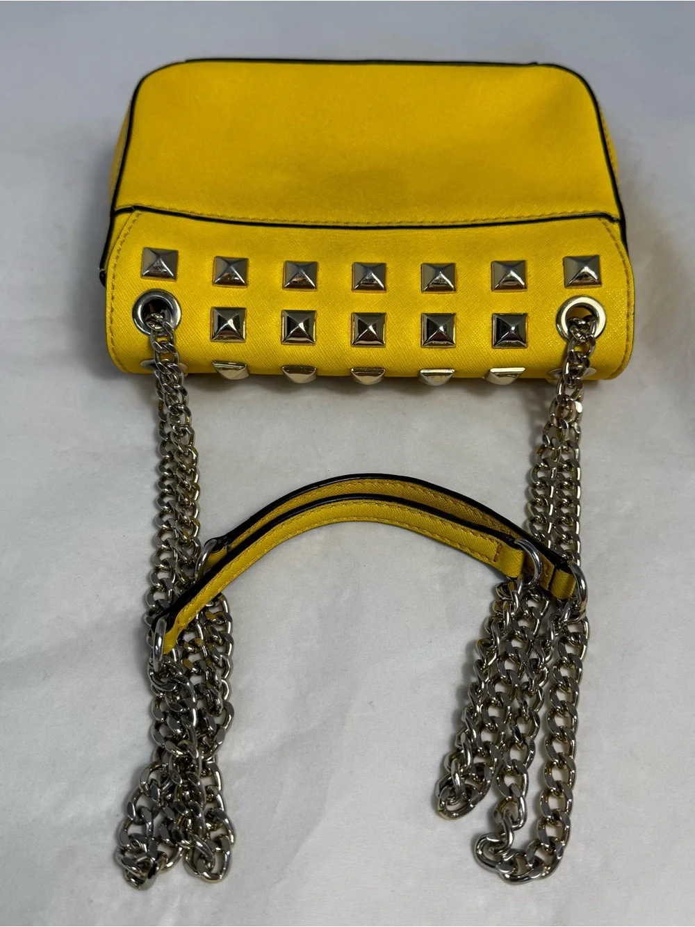 🌻 MICHAEL KORS Yellow Saffiano Leather Sloan Studded Shoulder Crossbody Bag